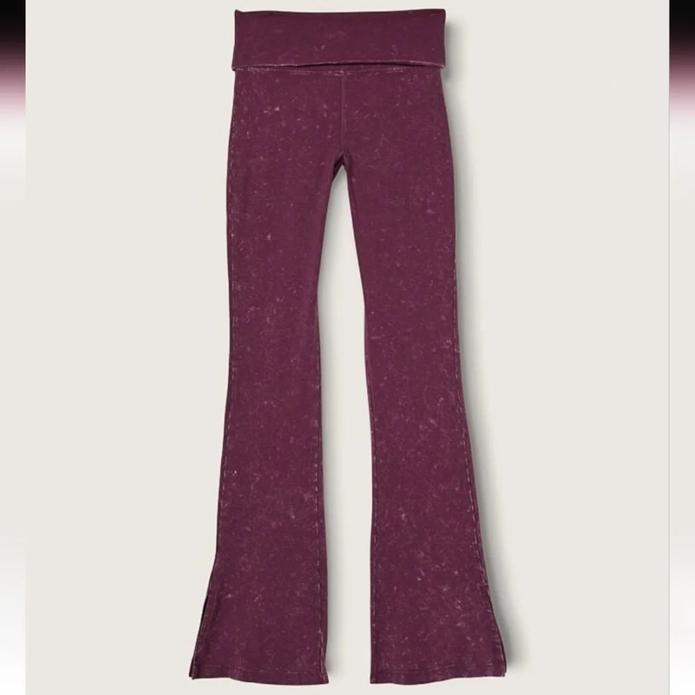 PINK Victoria's Secret Women's Rich Maroon Red Foldover Flare Legging Size SP